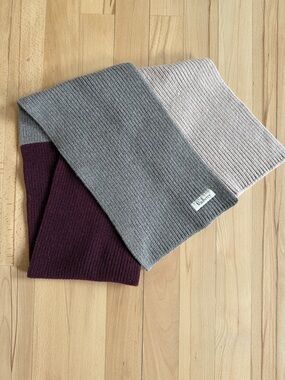 Mulberry Ribbed Knit Scarf in Taupe & Light Pink